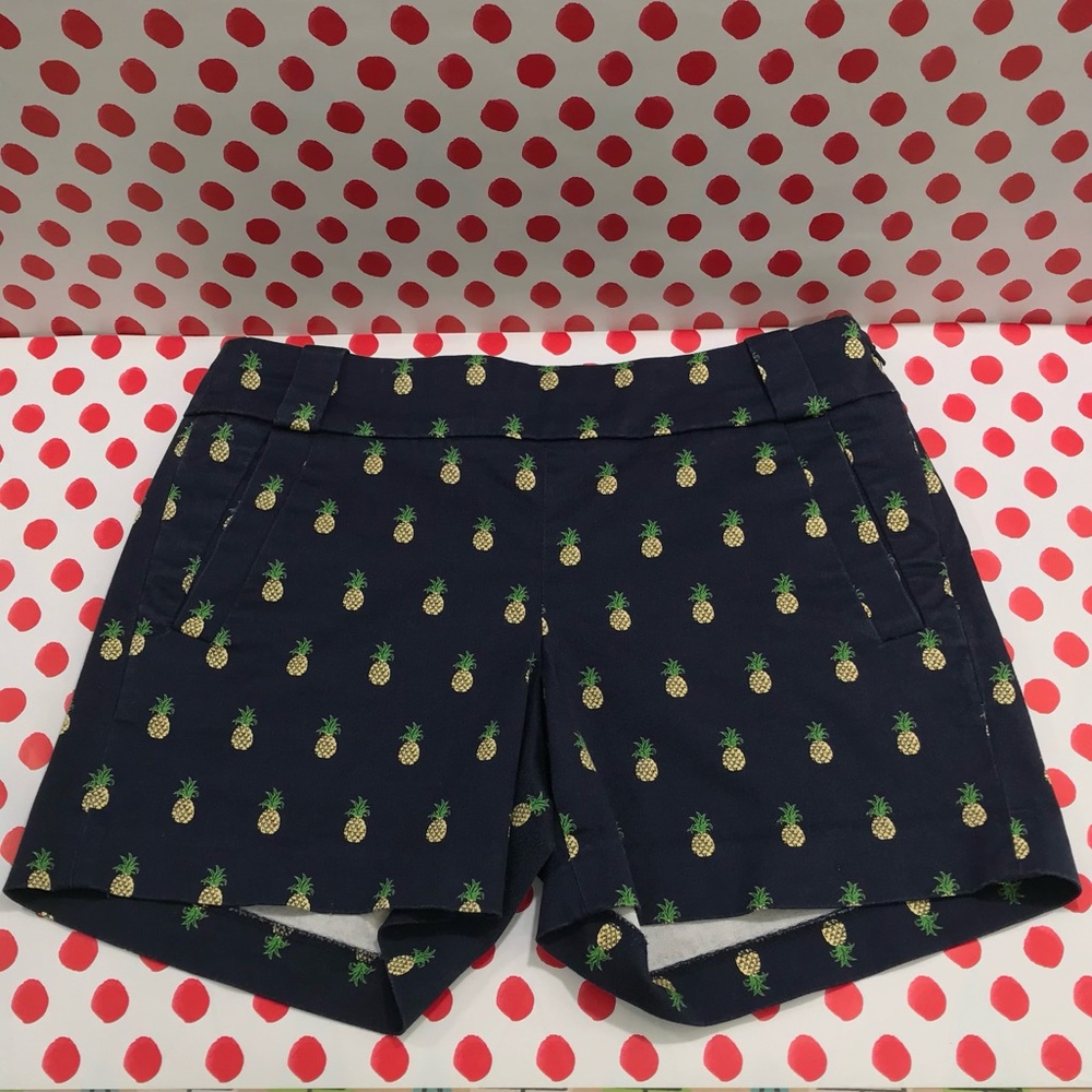 J Crew Stretch Side Zip Pineapple Shorts 5” Inseam ~ Women’s 2  EUC!